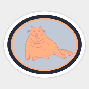 Peach Fuzz Chonk Cat Oval Sticker